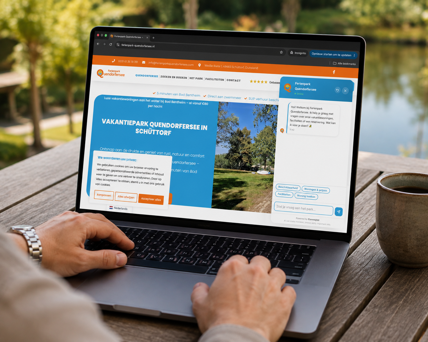 Ferienpark Quendorfersee webchat op laptop